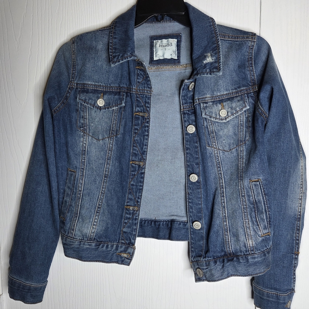Vintage Mudd Distressed Blue Jean Jacket-Size S